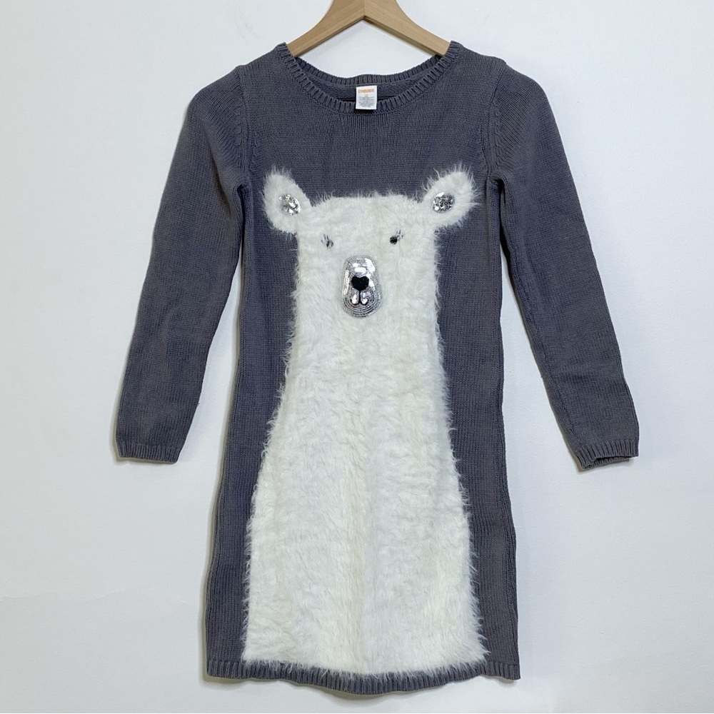 Gymboree Gray Polar Bear Long Sleeve Girls Dress 12